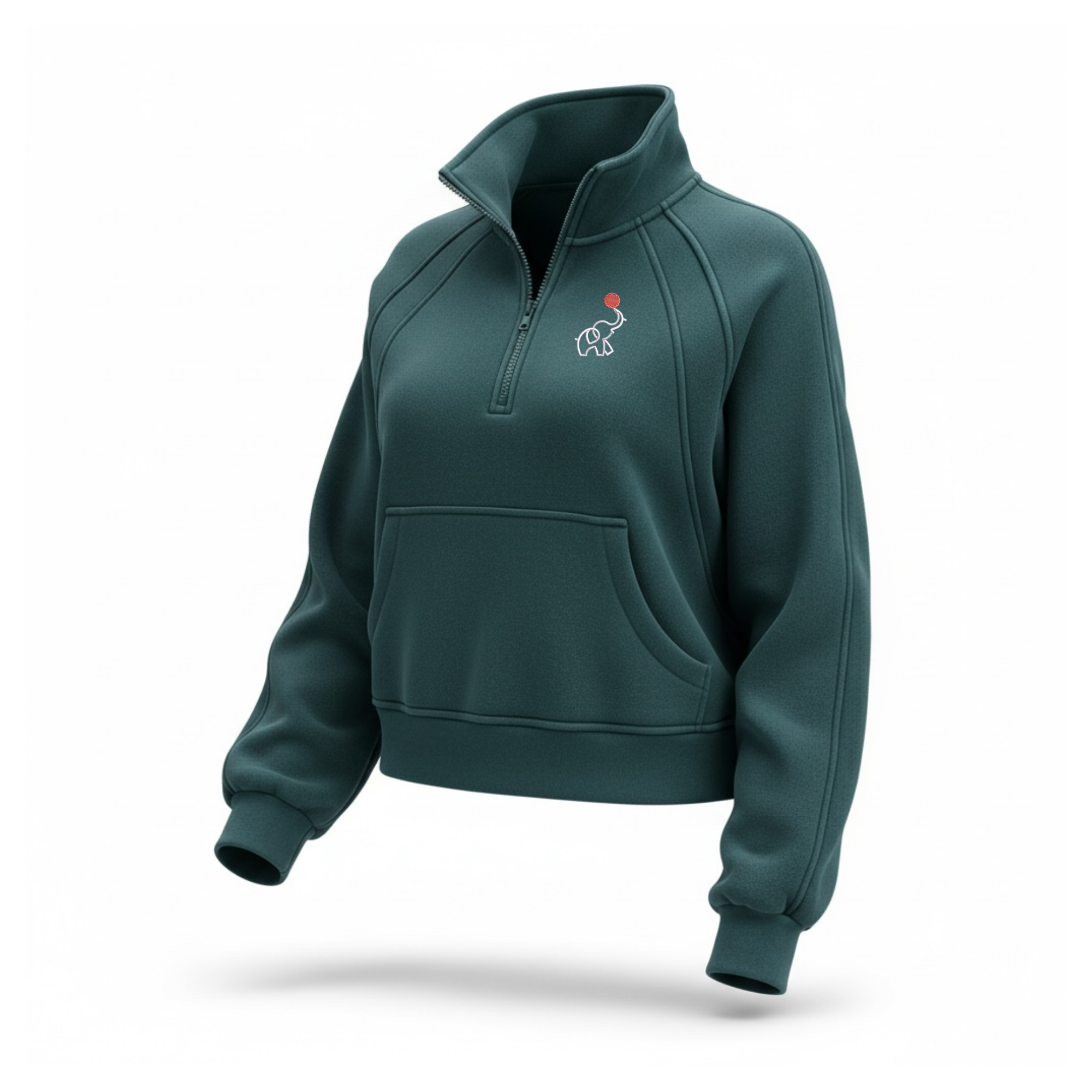 EllieMD - Crop Dove Funnel Neck Half Zip