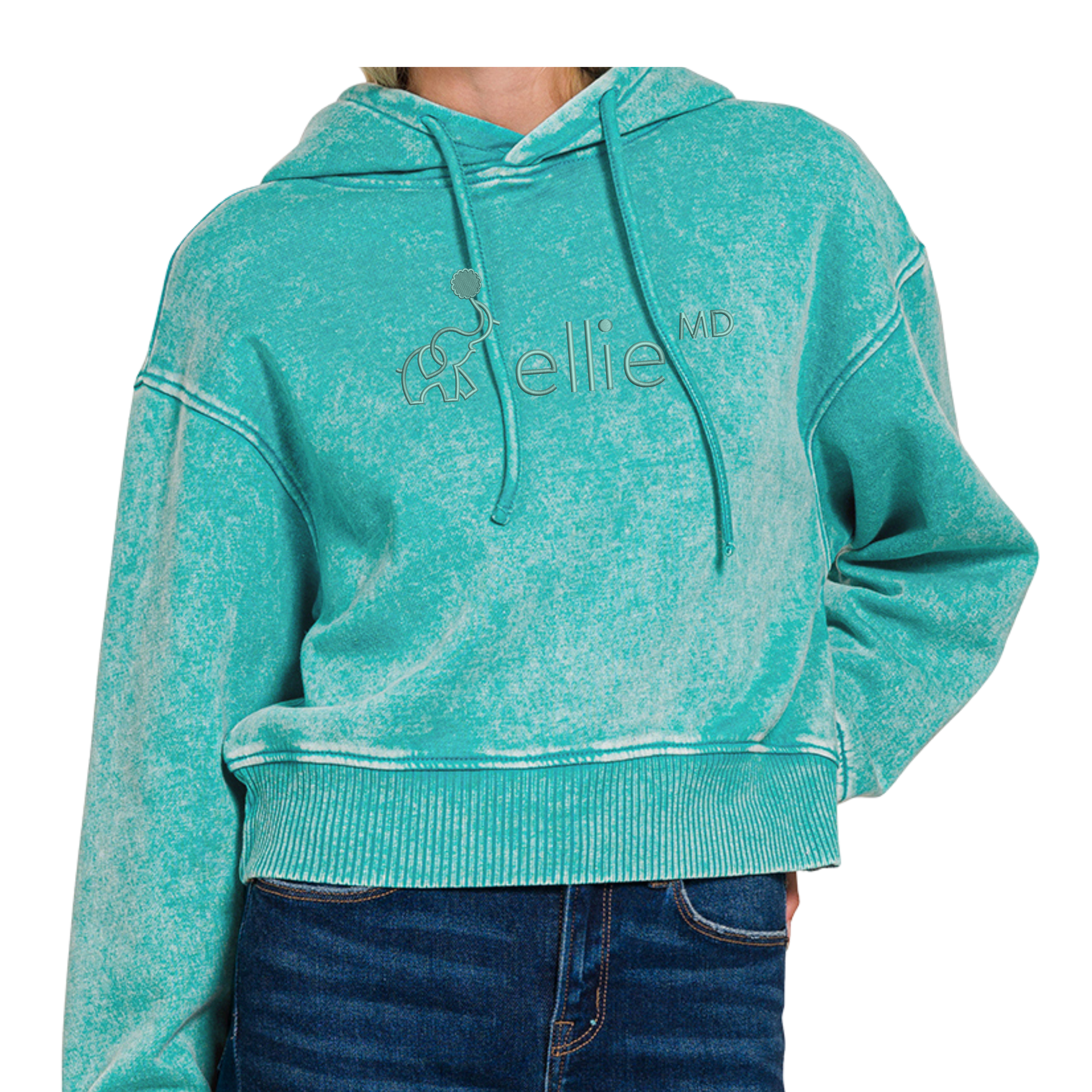 EllieMD - Acid Wash Fleece Cropped Hoodie