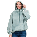 Washed Drawstring Hem Half Zip Kangaroo Hoodie - LIMITED EDITION